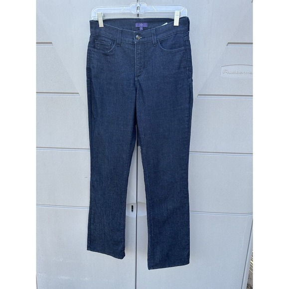 NYDJ LiftTuck Dark Wash Straight Leg Jeans W/Rhinestone Embellished Pocket Sz 4 - Picture 1 of 10